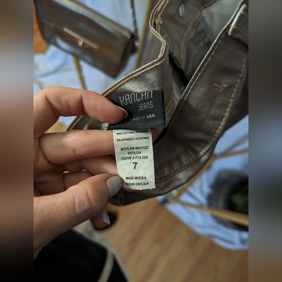 Kancan Metallic Skinny Jeans, Rose Gold, Size 7 - Picture 5 of 6